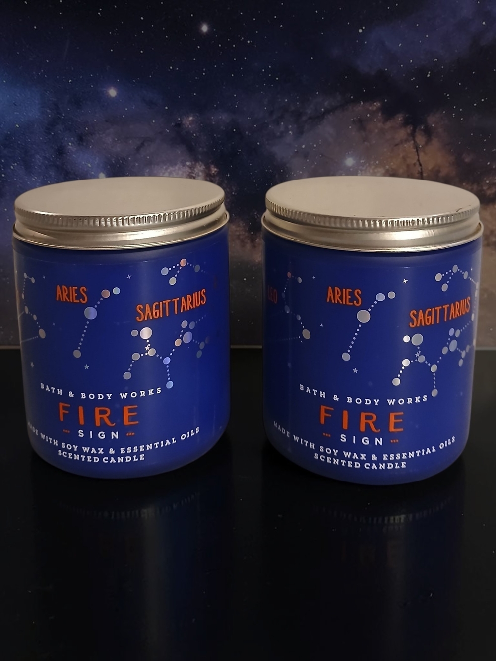 Bath & Body Works Fire Sign Scented Candle Jars - Blue & Silver